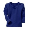 Girls black plain cotton woven blue t-shirt